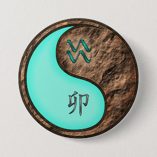 Badge Rond 7,6 Cm Verseau & Lapin de Terre