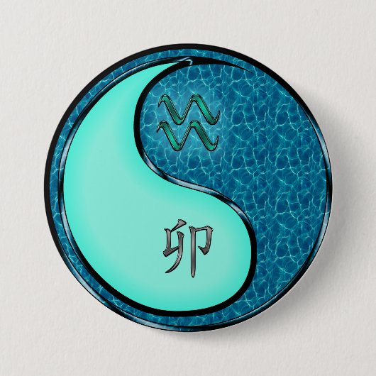 Badge Rond 7,6 Cm Verseau & Lapin d'eau (Devant)
