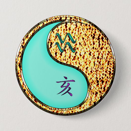 Badge Rond 7,6 Cm Verseau & Sanglier de Feu (Devant)