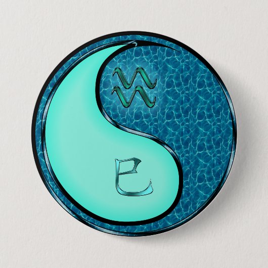 Badge Rond 7,6 Cm Verseau & Serpent d'eau (Devant)