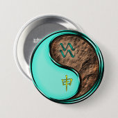 Badge Rond 7,6 Cm Verseau & Singe de Terre (Devant & derrière)