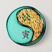 Badge Rond 7,6 Cm Verseau & Tigre de Feu (Devant)