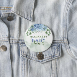 Badge Rond 7,6 Cm Vert Bleu hydrangée C'est un Baby shower garçon