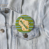 Badge Rond 7,6 Cm Vert et or de bouton du Wisconsin Cheesehead (En situation)