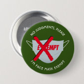 Badge Rond 7,6 Cm Vert | MASQUE DE VISAGE EXONÉRÉE (Devant & derrière)