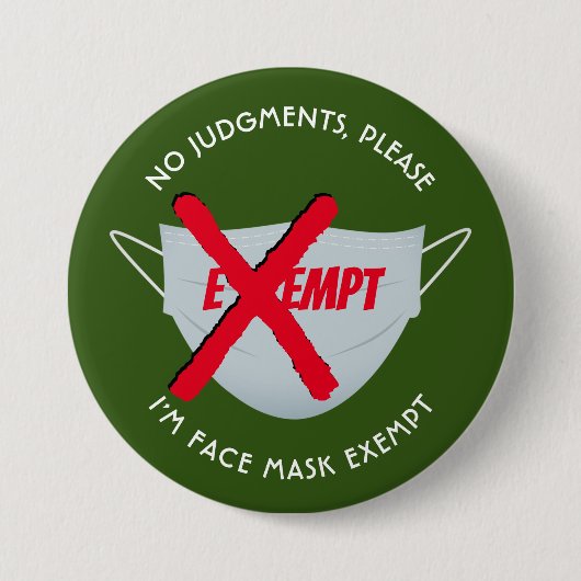 Badge Rond 7,6 Cm Vert | MASQUE DE VISAGE EXONÉRÉE (Devant)