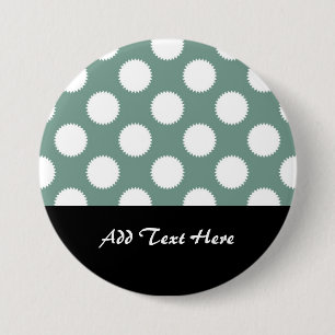 Badge Rond 7,6 Cm Vert sauge poussiéreux et motif à pois blancs