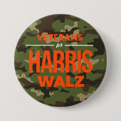 Badge Rond 7,6 Cm Vétérans de Harris Walz Camo (Devant)