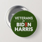 Badge Rond 7,6 Cm Vétérans pour Biden Harris Texte personnalisé vert (Devant & derrière)