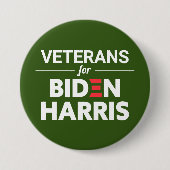 Badge Rond 7,6 Cm Vétérans pour Biden Harris Texte personnalisé vert (Devant)