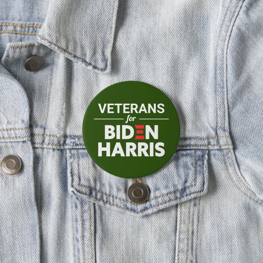 Badge Rond 7,6 Cm Vétérans pour Biden Harris Texte personnalisé vert (En situation)