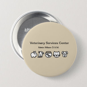 Badge Rond 7,6 Cm Veterinarian Veterinary Staff Name Pin