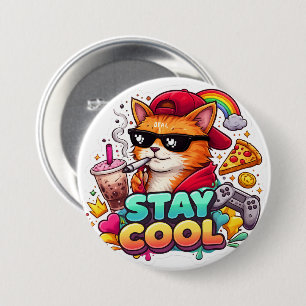 Badge Rond 7,6 Cm Vibes Cool – Mode Streetwear pour Chat Décontracté