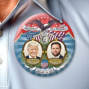 Badge Rond 7,6 Cm Victoire et investiture - Donald Trump JD Vance