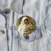 Badge Rond 7,6 Cm Victorian hiver fille saint baies branches neige (En situation)