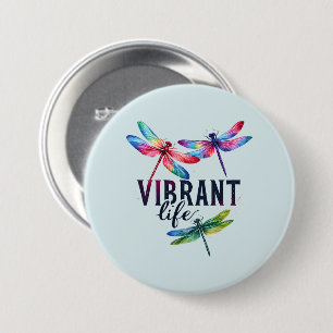 Badge Rond 7,6 Cm Vie vibrante - libellule artistique