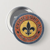 Badge Rond 7,6 Cm Viens Holla ! Logo Fleur-de-lis Circle (Devant & derrière)