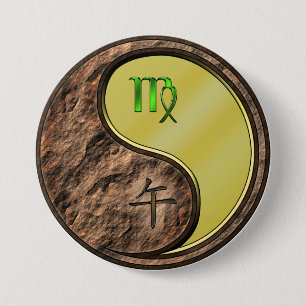 Badge Rond 7,6 Cm Vierge & Cheval de Métal