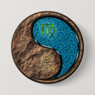 Badge Rond 7,6 Cm Vierge & Dragon d'eau