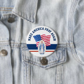 Badge Rond 7,6 Cm Vierge Marie béni drapeau américain (En situation)