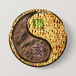 Badge Rond 7,6 Cm Vierge & Sanglier de feu