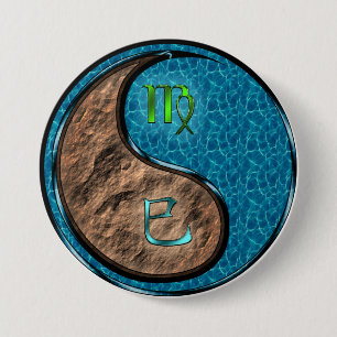 Badge Rond 7,6 Cm Vierge & Serpent d'eau