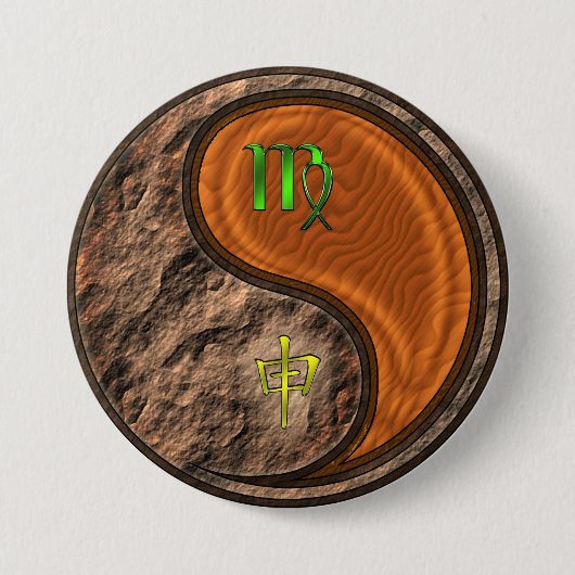 Badge Rond 7,6 Cm Vierge & Singe de Bois (Devant)
