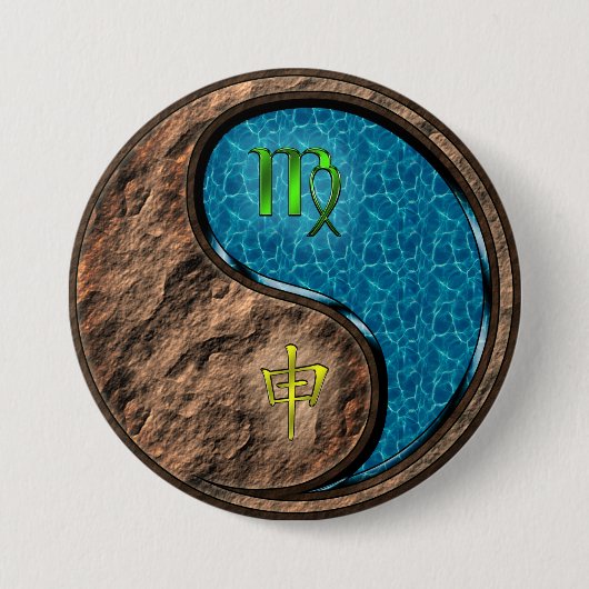 Badge Rond 7,6 Cm Vierge & Singe d'eau (Devant)