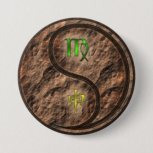 Badge Rond 7,6 Cm Vierge & Singe Terre (Devant)