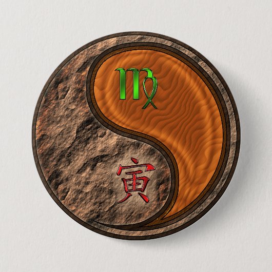 Badge Rond 7,6 Cm Vierge & Tigre de Bois (Devant)