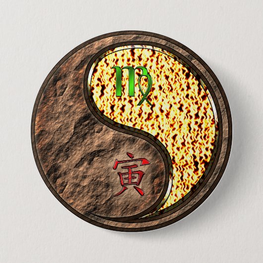 Badge Rond 7,6 Cm Vierge & Tigre de Feu (Devant)