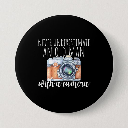 Badge Rond 7,6 Cm Vieux Homme Avec Caméra (Devant)