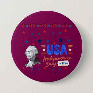 Badge Rond 7,6 Cm Vin coloré pour la fête de l'indépendance des État