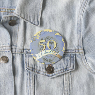 Badge Rond 7,6 Cm Vintage 50 et fabuleux ! Golden 50 avec pivoine bl