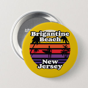 Badge Rond 7,6 Cm Vintage Brigantine Beach New Jersey