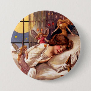 Badge Rond 7,6 Cm Vintage Halloween Féeries de temps et la fille qui