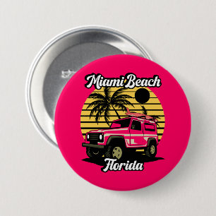 Badge Rond 7,6 Cm Vintage Miami Beach Floride