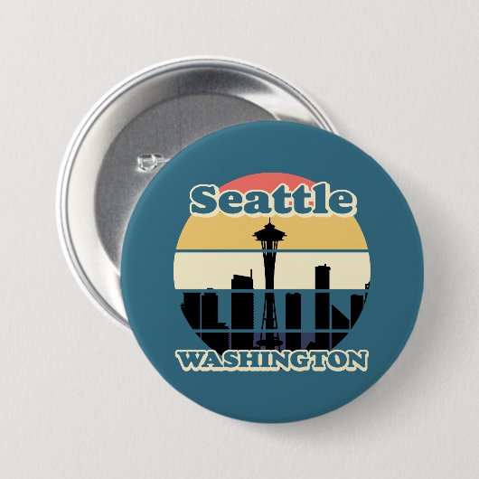 Badge Rond 7,6 Cm Vintage Seattle Washington (Devant & derrière)