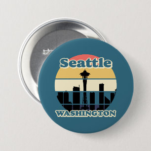 Badge Rond 7,6 Cm Vintage Seattle Washington