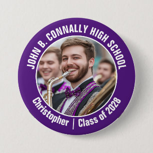 Badge Rond 7,6 Cm Violet Marching Band Photo High School Spirit