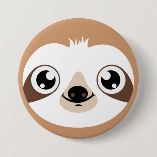 Badge Rond 7,6 Cm Visage Animé de paresse (Devant)