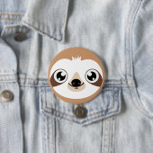 Badge Rond 7,6 Cm Visage Animé de paresse (En situation)