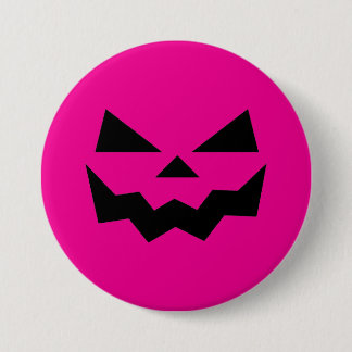 Badge Rond 7,6 Cm Visage de citrouille de Jack-o-lantern rose magent