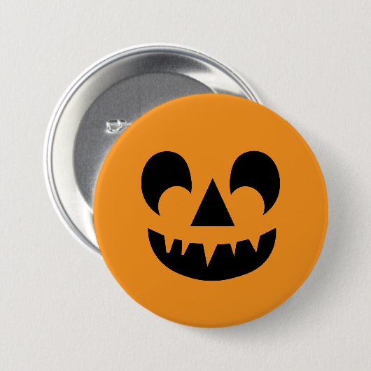 Badge Rond 7,6 Cm Visage du Citrouille Jack-o'-lantern (Devant & derrière)