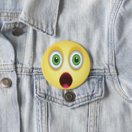Badge Rond 7,6 Cm Visage Émoticône Surpris (En situation)