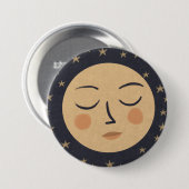 Badge Rond 7,6 Cm Visage mignon de la lune (Devant & derrière)