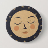 Badge Rond 7,6 Cm Visage mignon de la lune (Devant)
