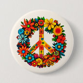 Badge Rond 7,6 Cm Voie de Paix fleur sauvage (Devant)