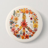 Badge Rond 7,6 Cm Voie de Paix fleur sauvage (Devant)