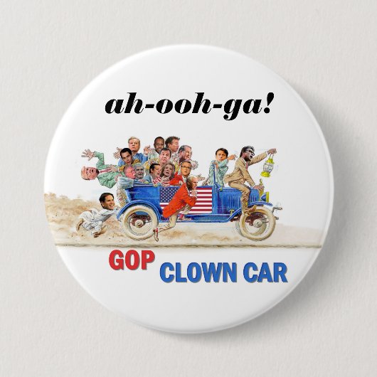 Badge Rond 7,6 Cm Voiture de clown de GOP (Devant)